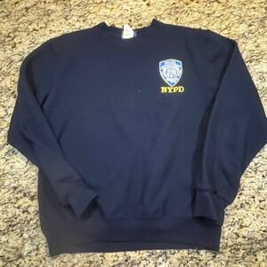 NYPD Sweatshirt Mens Medium Navy Blue Embroidered Police Dept City of New York